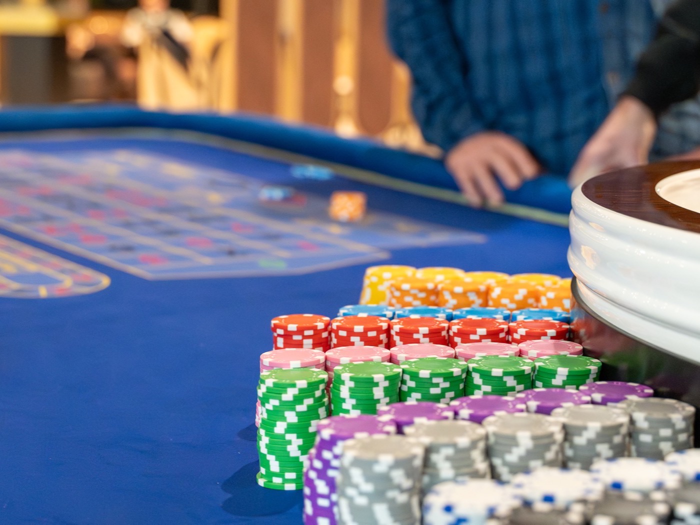 Casino-grade chips and table felt