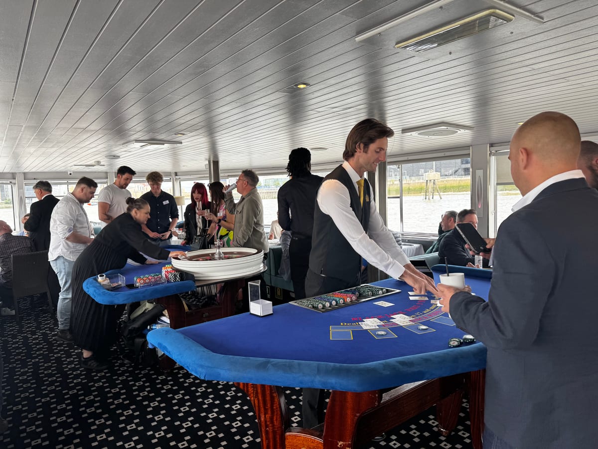 Blackjack and roulette in play on a Thames boat